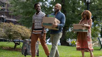 Sterling K Brown, Jeffrey Wright and Erika Alexander in American Fiction. Picture by Prime Video