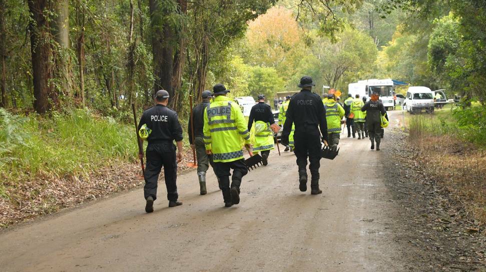 Strike Force Rosann takes the search for evidence in relation to the disappearance of William Tyrrell to Batar Creek Road and Cedars Loggers Lane. Photo: IVAN SAJKO.