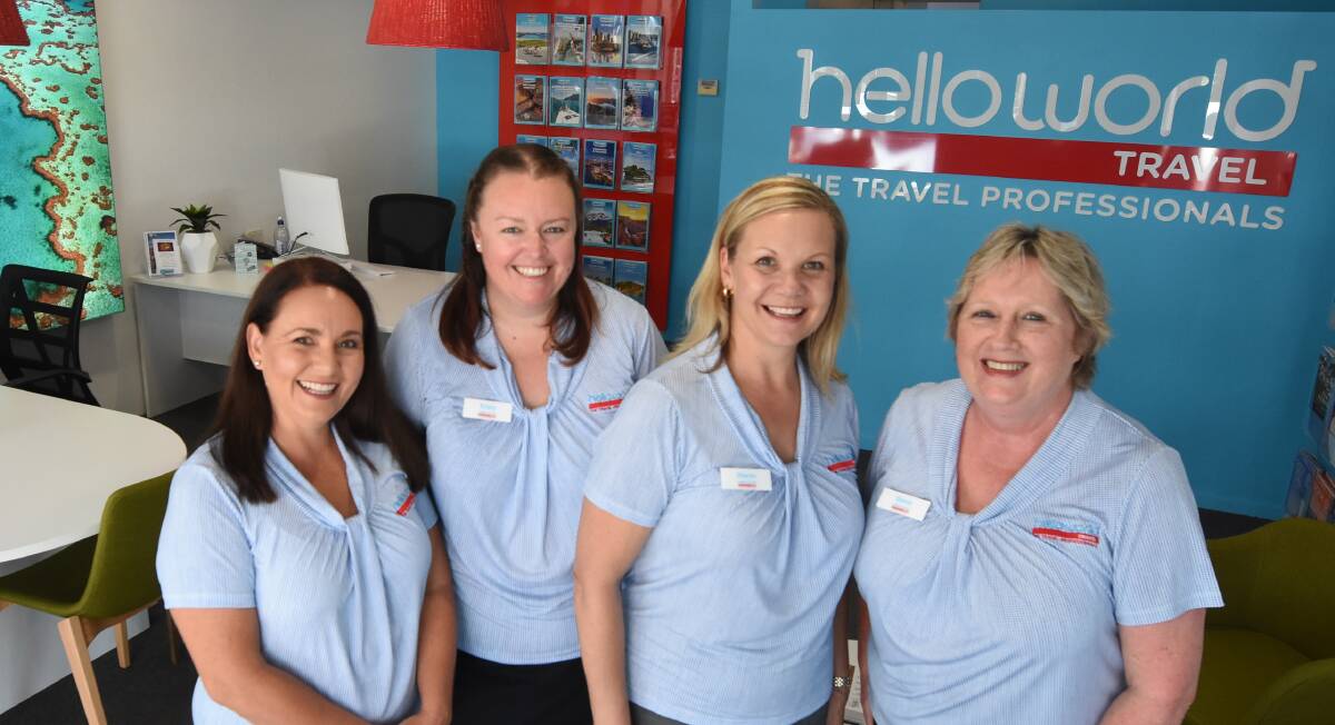 GIVING THEIR BEST: The Helloworld Travel team at Taree, from left, Suzie Hignett, Kristy Trenchard, Sharyn Hinton and Donna McHugh.