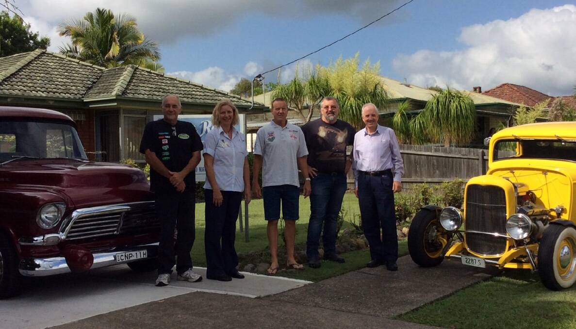 Supporting local: Club member Daryl Blanco at the handing over of a $7000 donation to Nita Reed Dialysis Unit in Taree after last year's run with his Chev pickup.
