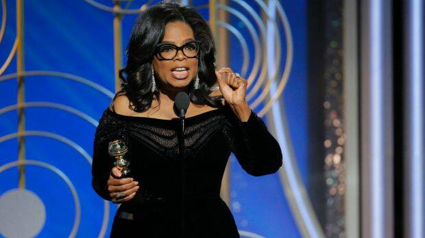 Oprah Winfrey's rousing speech given to accept the Cecil B. DeMille Award for lifetime achievement has led to calls for her to run for president.  Photo: PAUL DRINKWATER