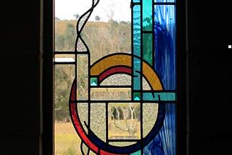 Bedroom window stained glass by Merryn Stow.