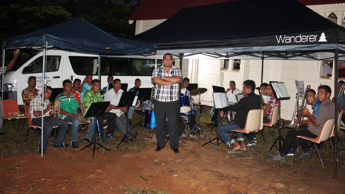 Kiribati Youth for Christian Living (YCL) Brass Band playing at Marlee.