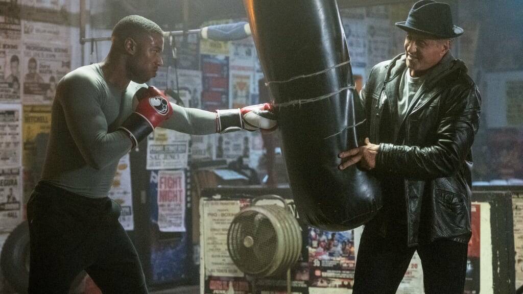No surprises: Michael B Jordan (left) is the champion boxer Adonis Creed and Sylvester Stallone is Rocky Balboa in Creed II. Photo: Barry Wetcher