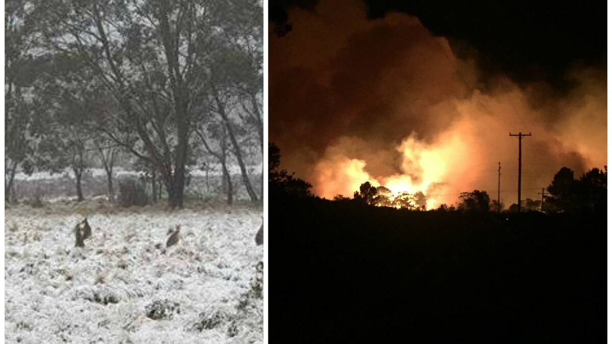 What a difference a day makes - snow on the Barrington Tops followed fires at Tuncurry on Wednesday night and the seesaw looks set to continue into early next week.