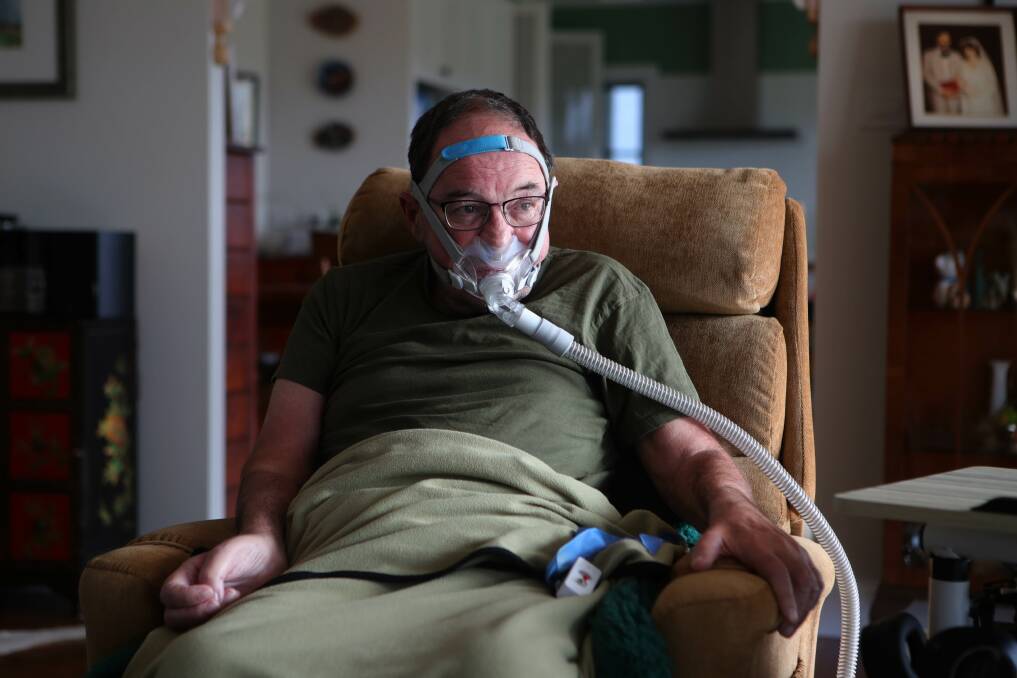 Peter Riley believes there might be a link between his MND and his life in Oak Flats, by Lake Illawarra. Picture: Sylvia Liber