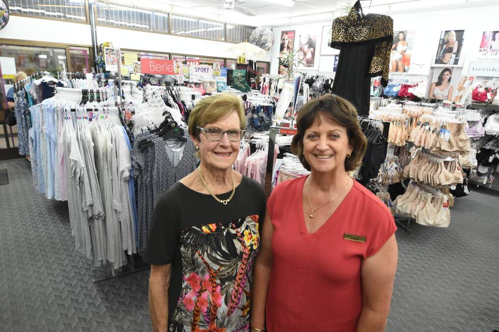 Dedicated: Margaret’s Underfashions owner Margaret George with one of her three stff members Karen Rojo. Find them in the Pulteney Arcade.
