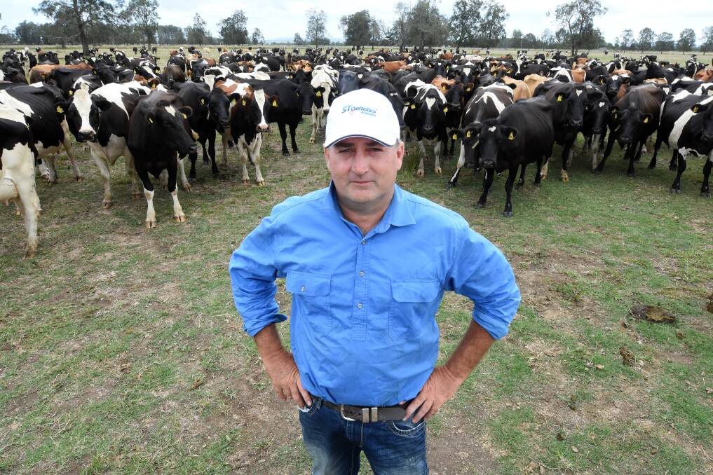Oxley Island dairy farmer, James Neal wants to "understand why the supermarkets are underpaying and exploiting our hard working Aussie dairy farmers and forcing them out of business." Photo: Scott Calvin.