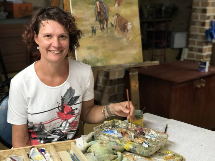 Jillian regularly visits the art studio of acclaimed Tinonee artist, Ron Hindmarsh, to refine and develop her skill as an artist. Photo: Ainslee Dennis.
