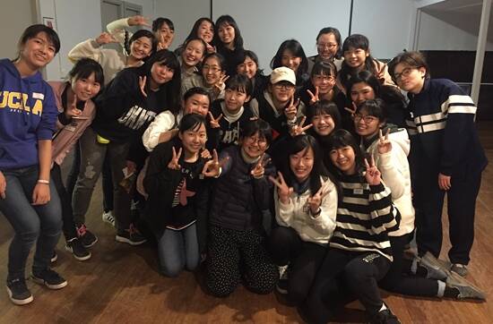 Happy faces: Japanese students from Kobe Kaisei.