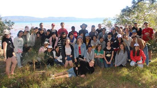 Australian outdoors: St Clare's students with the Japanese exchange students at Camp Elim near Forster.