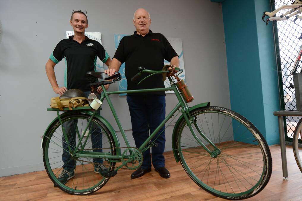 Rodney O'Regan OAM is set to shift from a saddle to a seat. Dean Grace from Deano's Bicycle Repairs worked to rebuild a 100-year-old bicycle that is believed to have been used in troop manoeuvres on the western battlefields.