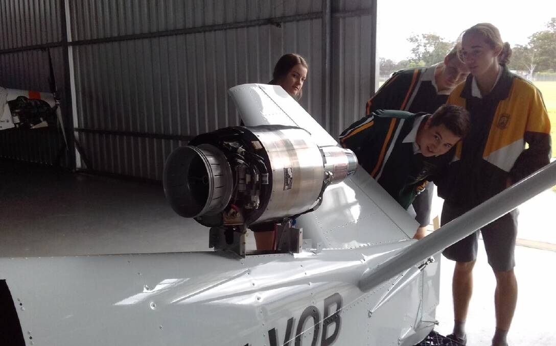 A jet propelled single seat plane captured the attention and imagination of year 12 engineering students from St Clare's High School.