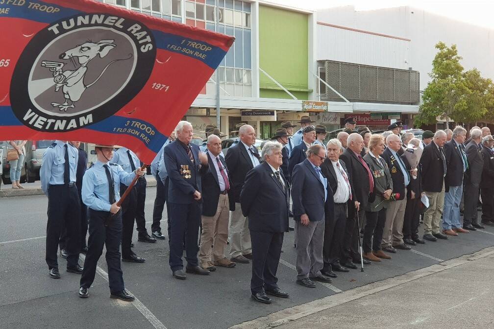 Tunnel Rats Vietnam gather with other veterans at the Coffs Harbour RSL Sub-Branch memorial for the 2019 Vietnam Veterans Day Commemorative Service on August 18.