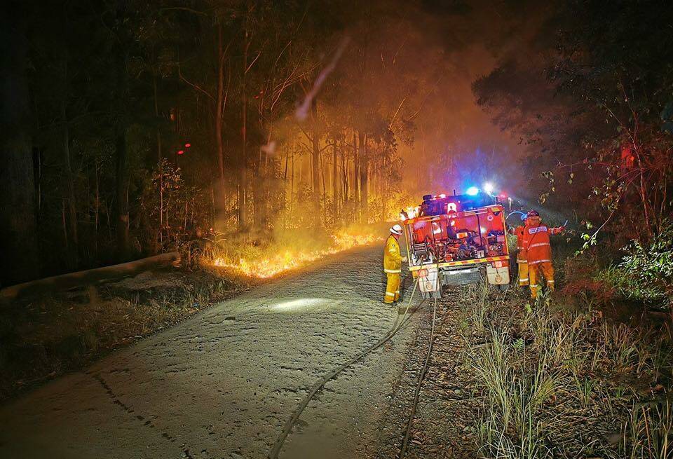 Men and women who work during the day are generally tasked to attend fire calls at night. Photo: Tinonee Rural Fire Brigade.