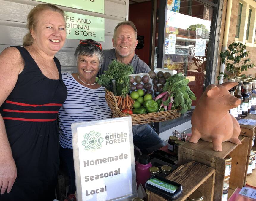 Bent On Food owner, Donna Carrier with Annette Owen-Mulder and Les Mulder of The Edible Forest. The trio are proud of the Bent on Food Tuesday Farmer's Market. Photo: Ainslee Dennis.