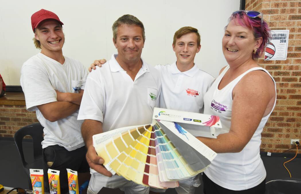 Jacob Black, Wayne, Nathan and Charlene Amber from Allways Painting will provide a student with work experience following the Taree Careers and Trades Day.