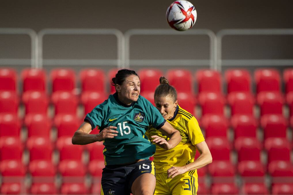 Matildas star Emily Gielnik has played in some empty stadiums this year and said it would be difficult to do so at the Olympics. Picture: Getty Images