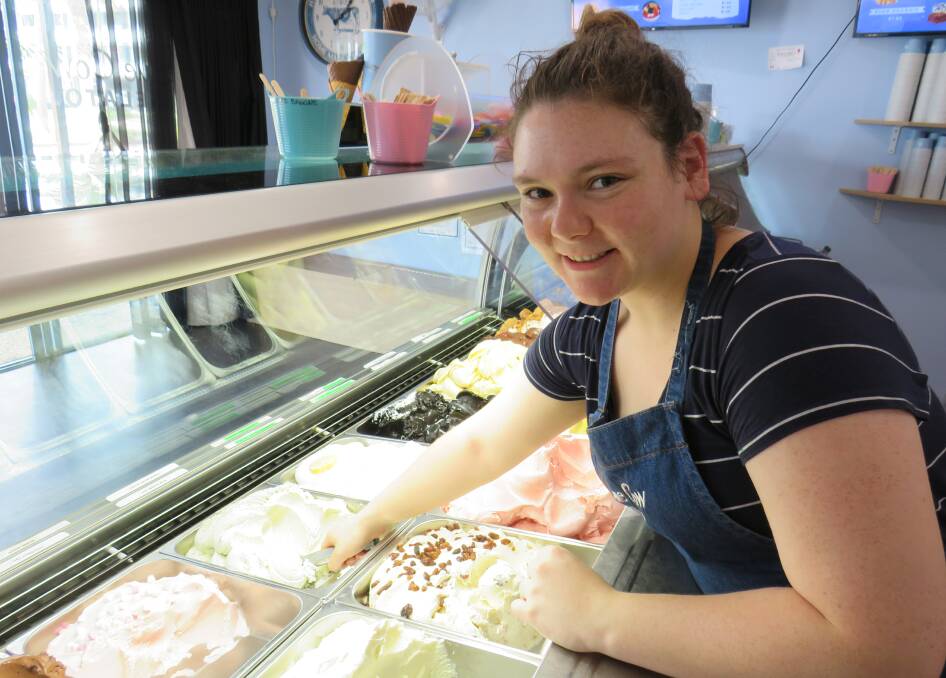 Maddi Clifford from Blue Cow Gelato said business has slowed down a lot due to the bushfires. 