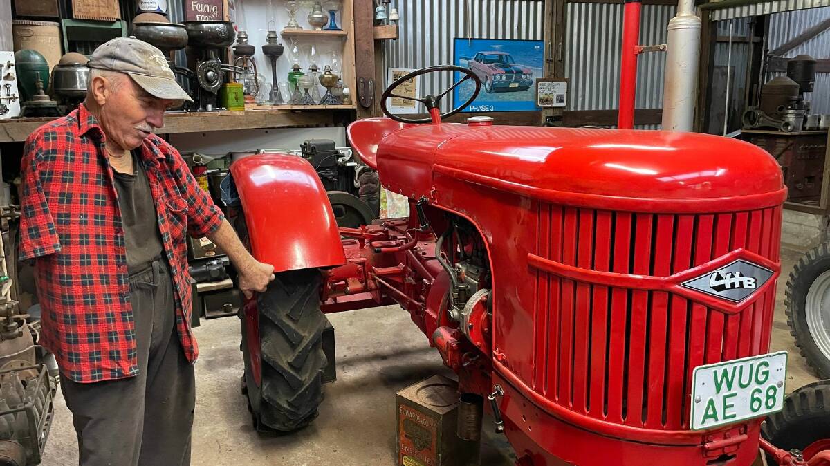 Alan Latimore with his rare 1950 Linke-Hofmann-Busch tractor. It's the only one of its kind in Australia. Only 200 were made. Picture: Liz Langdale 