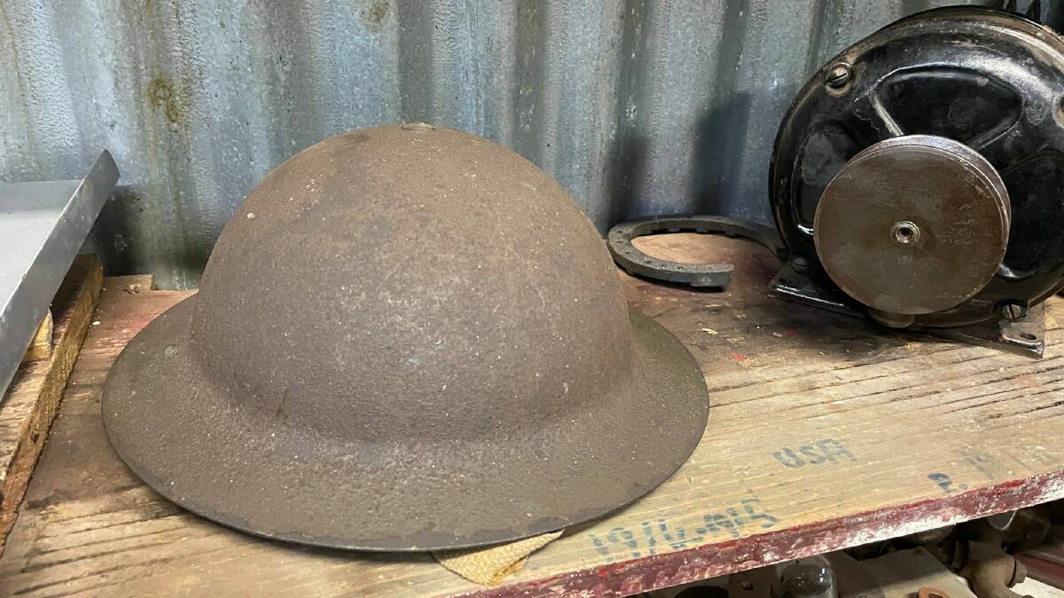 This WWI hat is displayed in Alan Latimore's Comboyne machinery museum. Picture: Liz Langdale 
