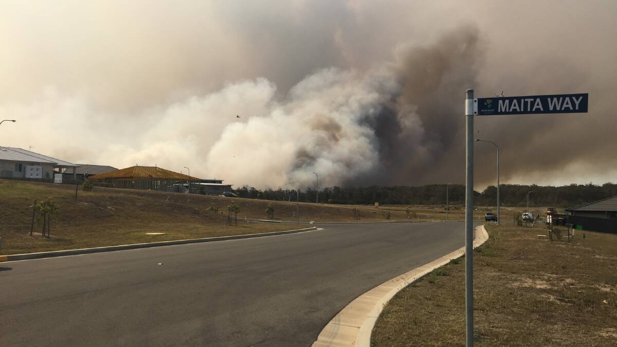 The bushfire burning north towards Bohnock.
