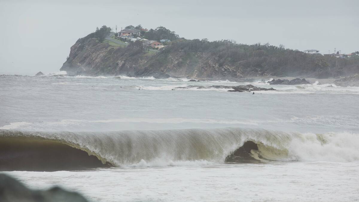 Forster Main Beach in last weekend's large swell. Photo by Something Visual.