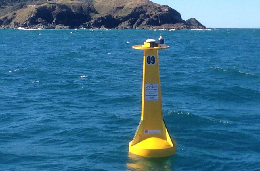 Lighthouse buoy: This shark detection buoy sits in the waters of Lighthouse Beach, visible to the public. Photo: NSW Department of Primary Industries.