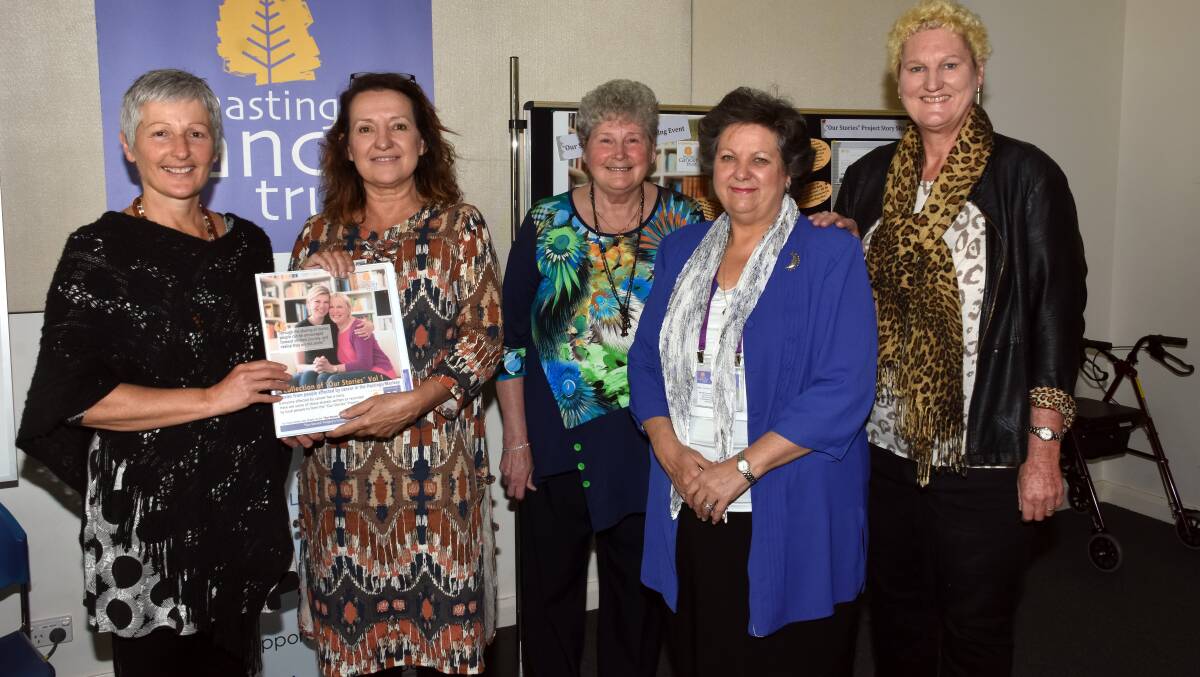 Special project: Port Macquarie library's Kate Forrest, Our Stories project co-ordinator Jan Dennis, Glennis Squires, Hastings Cancer Trust's Karen Hinton and Marg Foran.