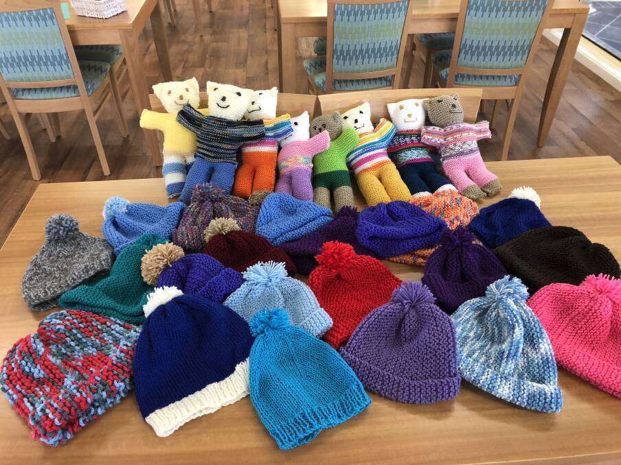 Knitted goods created by Ingenia residents.