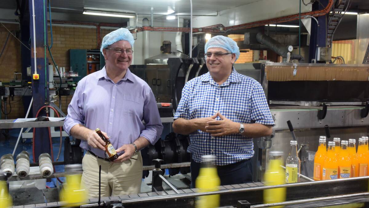 Member for Myall Lakes Stephen Bromhead received a guided tour of the factory from Saxbys managing director Ian Turner