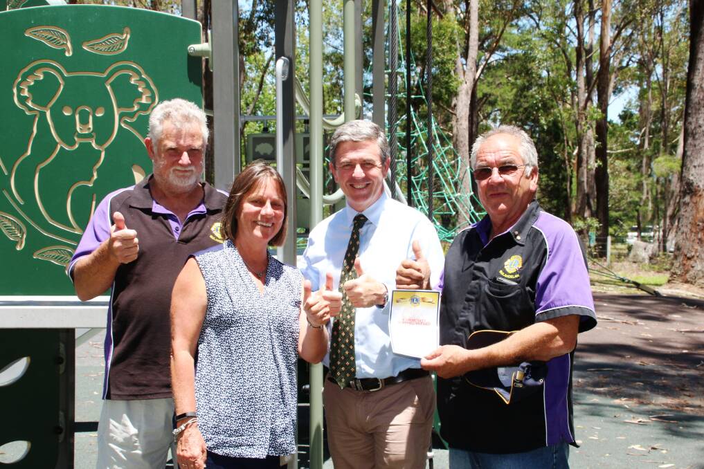 WORKING TOGETHER: Glenn Dafter, recreation service coordinator, Kerrie Simmons, Lions Club president, Arthur Baker and Federal MP Dr David Gillespie.