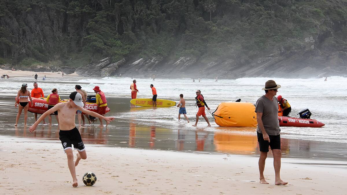Busy beaches: Elizabeth Beach on Easter Sunday, where a drowning took place three days prior. Photo: Scott Calvin
