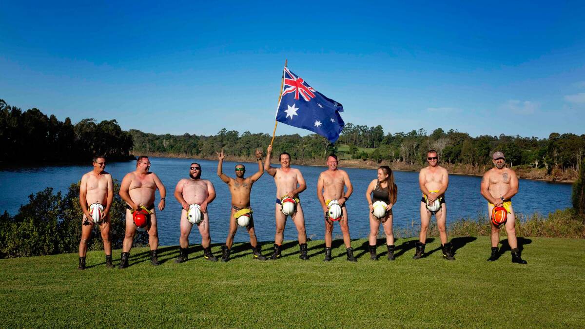 Brave firies strip down to budgie smugglers for flood victims