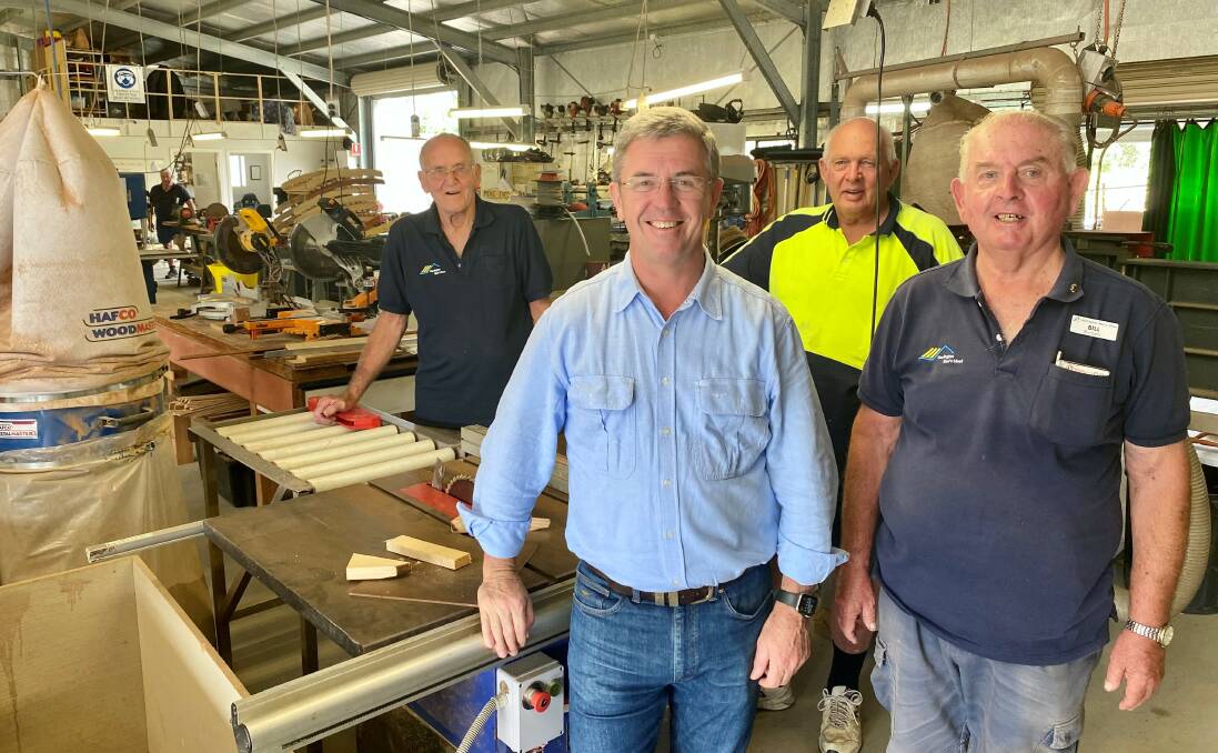 Members of Harrington Men's Shed and Member for Lyne Dr David Gillespie. Photo supplied
