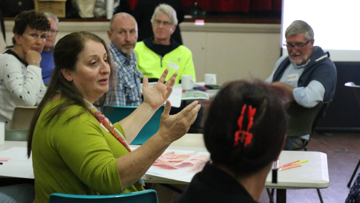 Community workshop: Jennifer Granger sharing her ideas at the Wingham Place Activation workshop. Photo: JOC Consulting