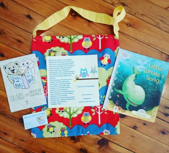 An example of the book bags provided to parents of babies in the NICU at John Hunter Hospital. Photo supplied