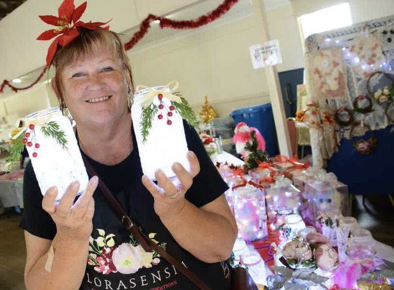 Elaine Turner of Florensensia with her Christmas lights, which will be available at the Burrell Creek markets. Photo supplied