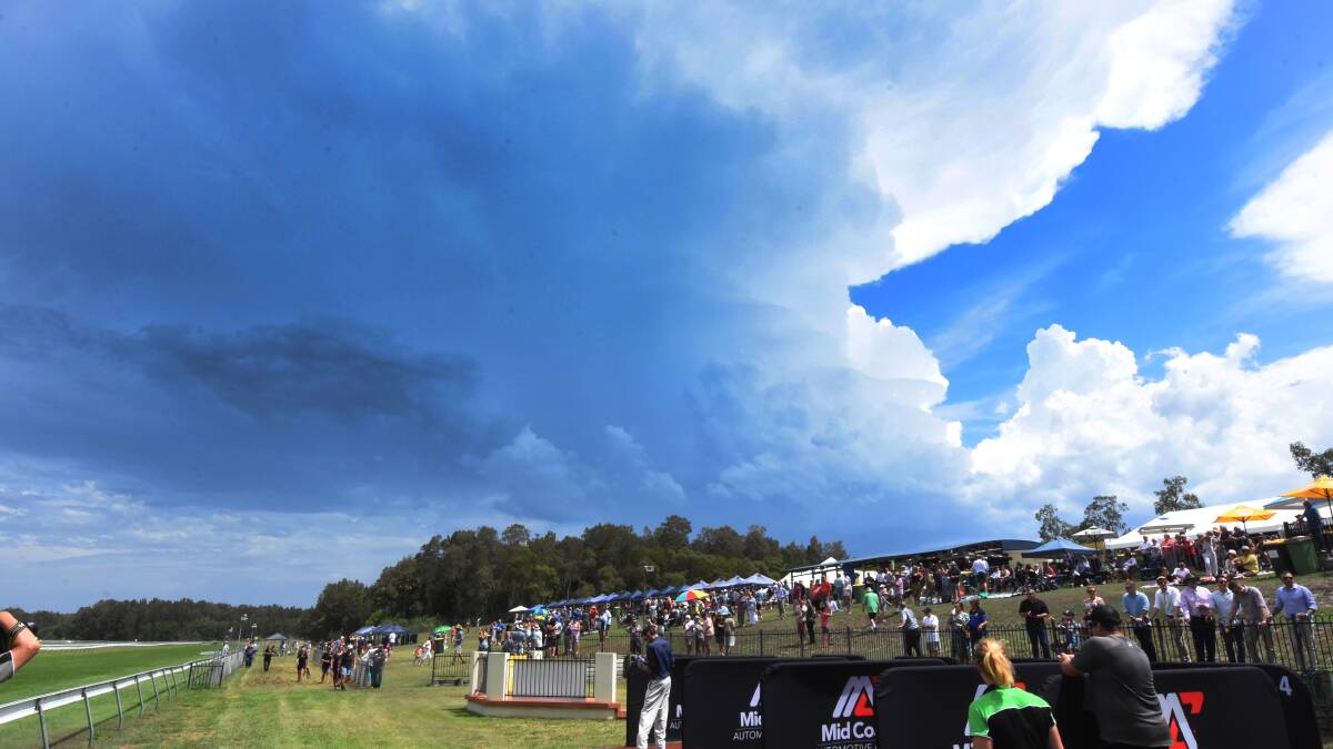 A stormy sky at Tuncurry Racecourse last weekend. Photo Scott Calvin