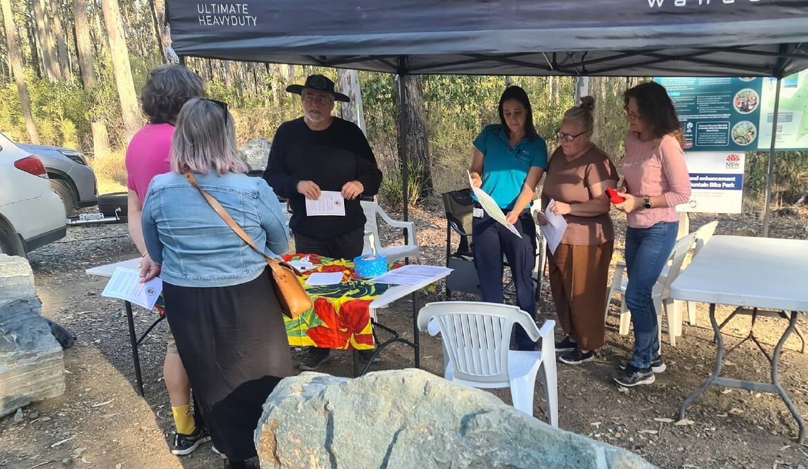Friends of Kiwarrak members held at One Stop Info Shop at the Kiwarrak Mountain Bike Trail within Kiwarrak State Forest. Picture supplied.