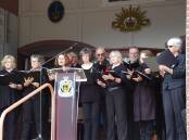 Kantabile Chamber Choir performing at 2022 Anzac Day commemorations in Wingham. Photo: Julia Driscoll