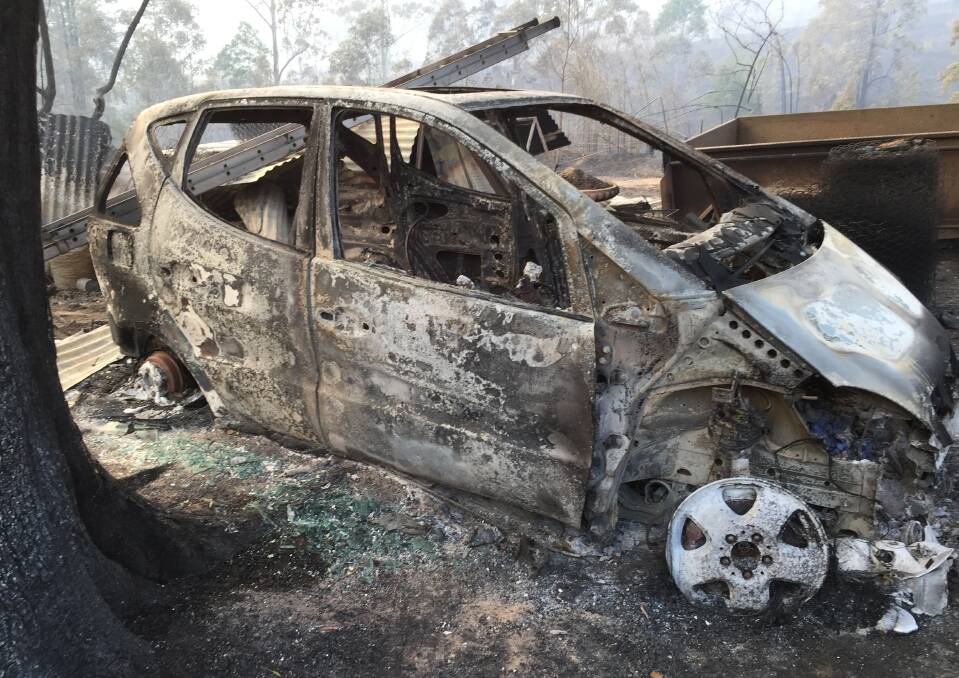 Wayne's car was completely destroyed in the fire. Photo supplied