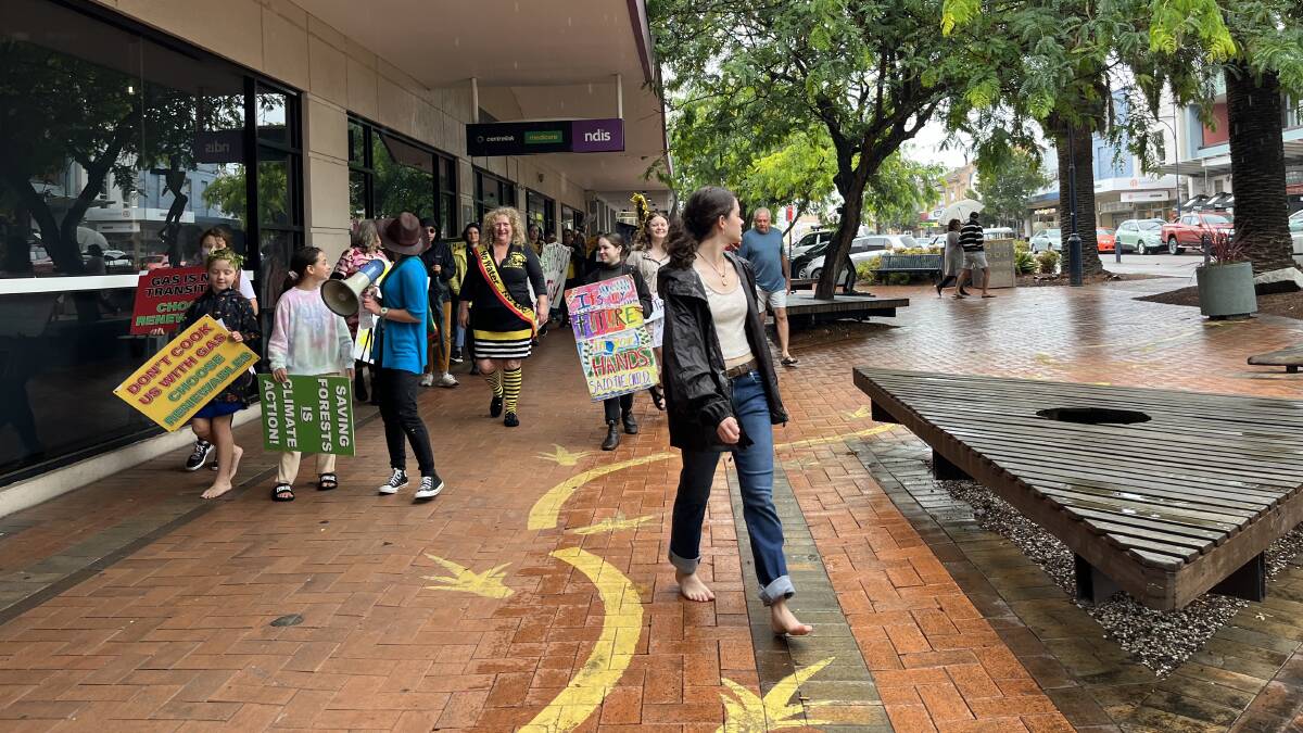 School Strike 4 Climate protesters walked through Taree before speeches on the banks of the Manning River. Picture supplied.