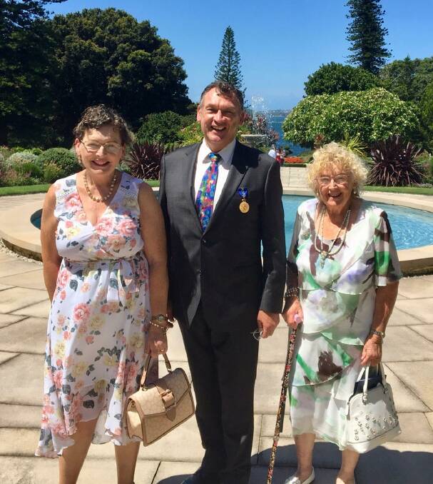 George in the gardens of Government House in Sydney with his mother Janice Hoad (right) and sister Mary Sutherland (left). Photo supplied