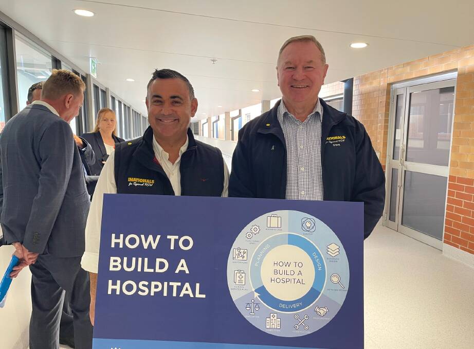 Deputy Premier John Barilaro and Member for Myall Lakes Stephen Bromhead at Manning Base Hospital for the announcement. Photo supplied