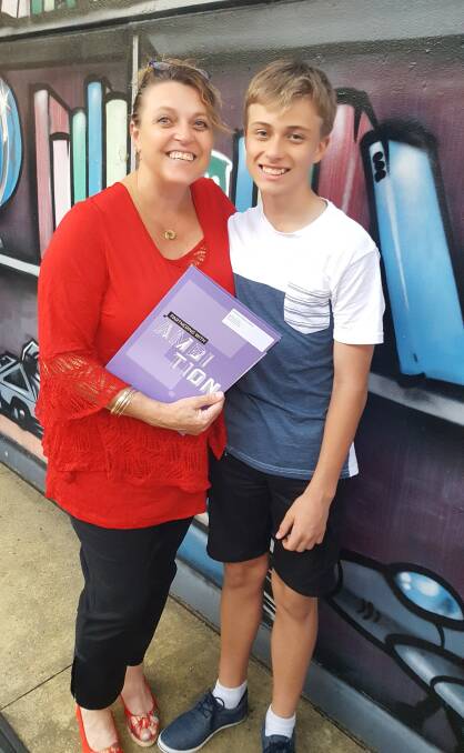 Hitting goals: Audrey Morrison and her son Cameron at the 2017 TAFE NSW Taree Student Awards Ceremony. Photo: supplied
