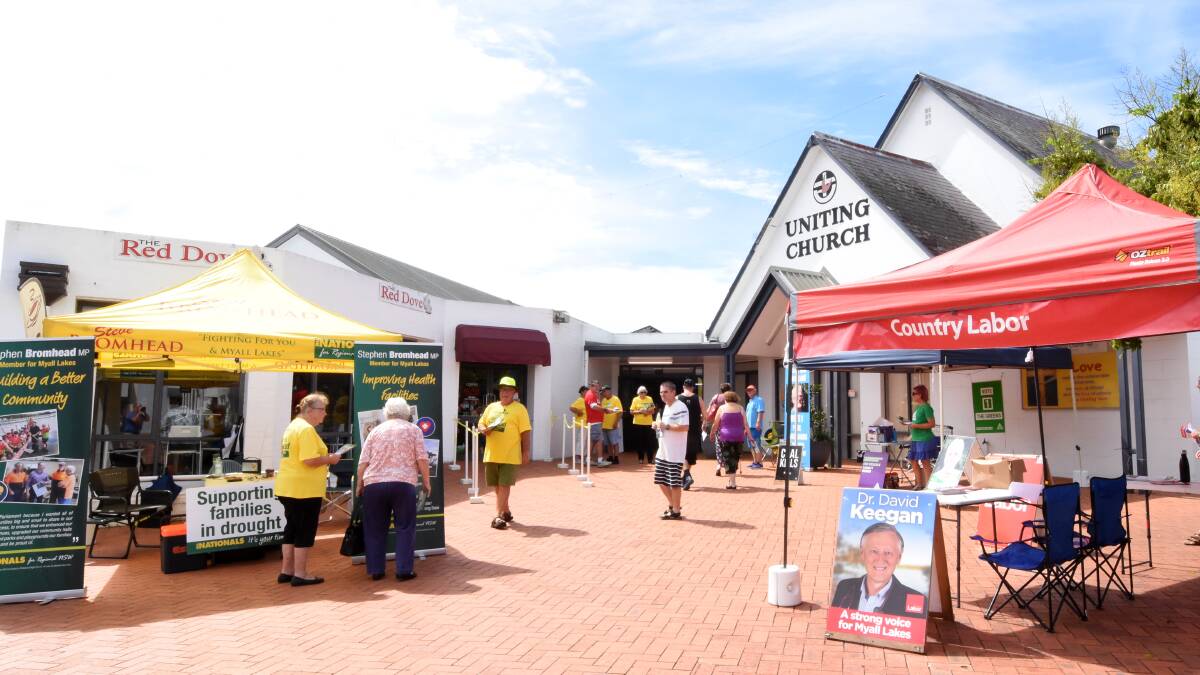 Pre-poll voting is available at the Uniting Church in Taree. Photo: Scott Calvin