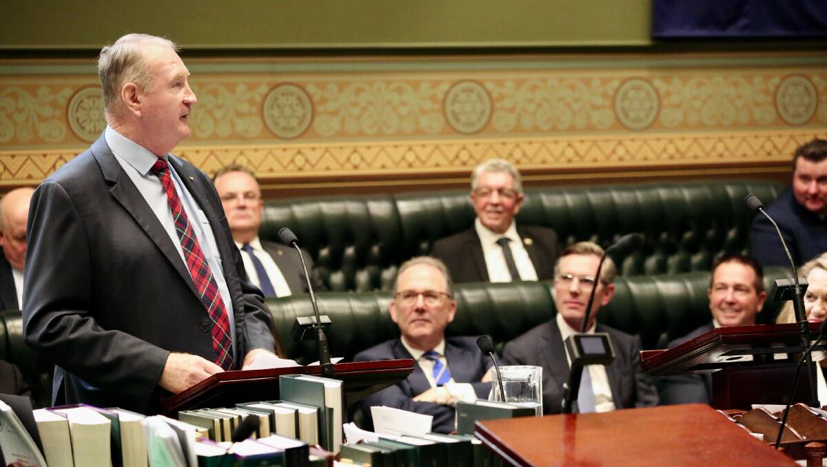 Member for Myall Lakes Stephen Bromhead delivering his valedictory speech to the NSW Legislative Assembly. Picture supplied