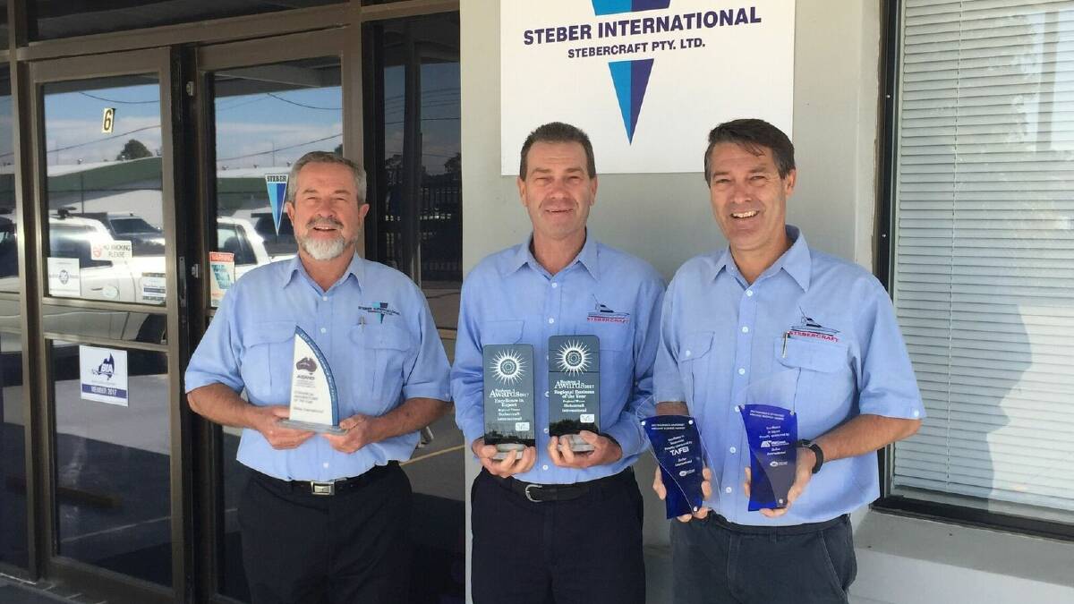 2017 winners: Steber International was named 2017 Mid North Coast Regional Business Awards' Business of the Year. Pictured are Alan Colin and Graham Steber. Photo: submitted
