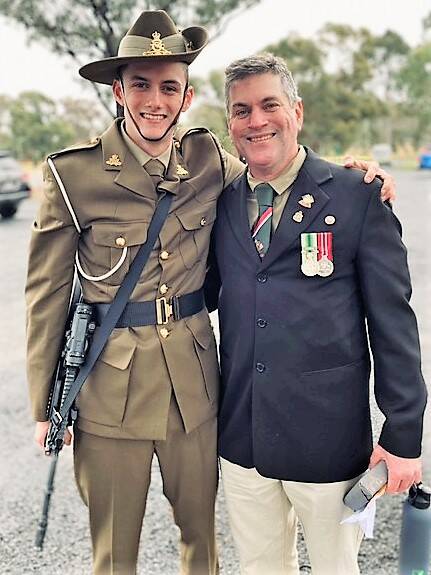 Gunner Luke Earley with his father, Jeff. Photo supplied